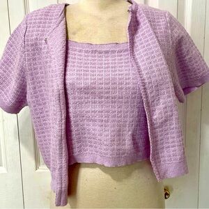 NWT Francesca's Collections Lilac Knit Cropped Tank Top with Cardigan